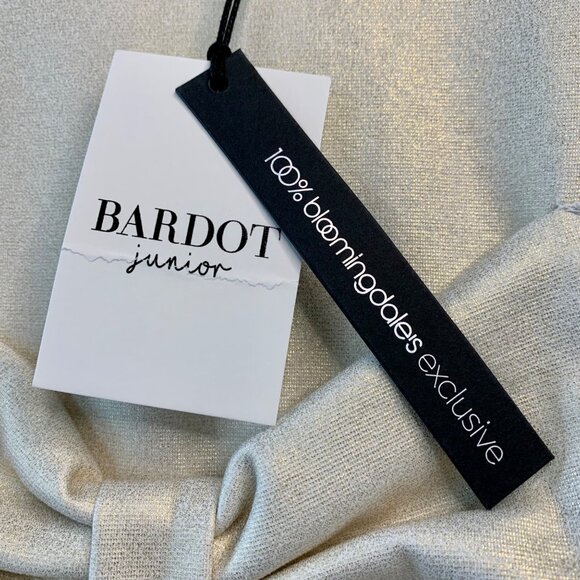 BARDOT JUNIOR Big Bow Party Dress Girls 6 NEW Shimmer Gold Cream Wool Blend NWT - Picture 8 of 9